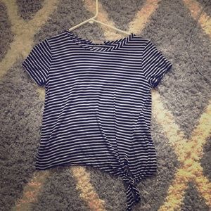 stripe tie short sleeve top